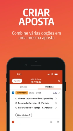 Bilhete de apostas no aplicativo Betboo